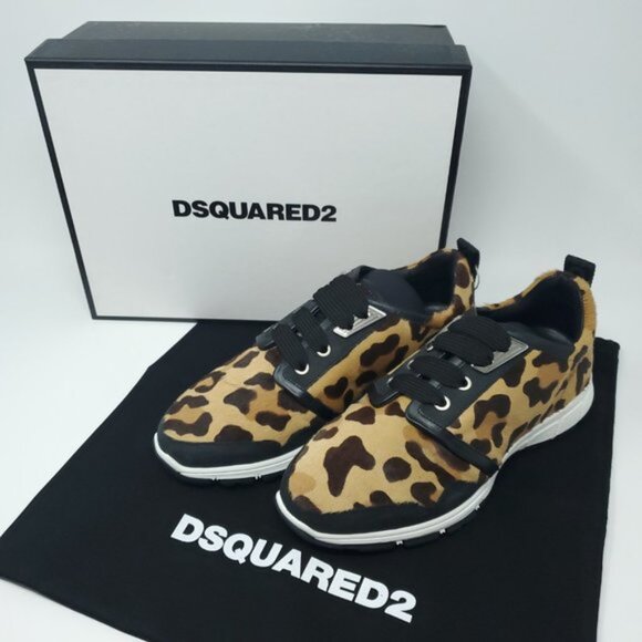 DSQUARED2 Spotted Leopard Print Leather Sneakers EU 38 - Picture 10 of 10